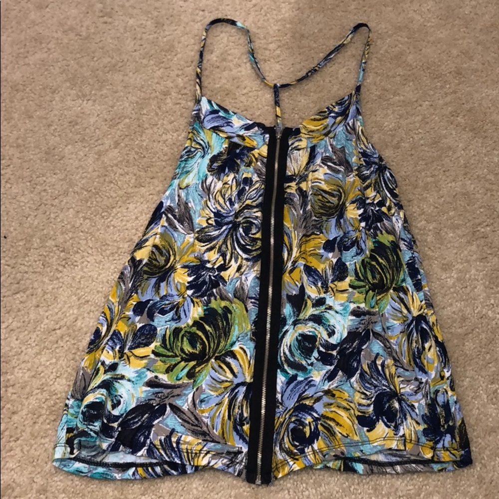 Floral Zipper Tank Top